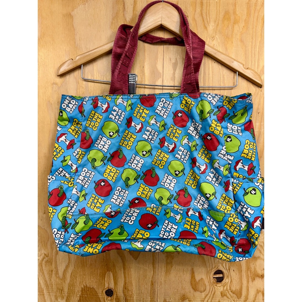 Harajuku Lovers Gwen Stefani Apple Print Tote Bag Blue Y2K One Bad Apple Whistle